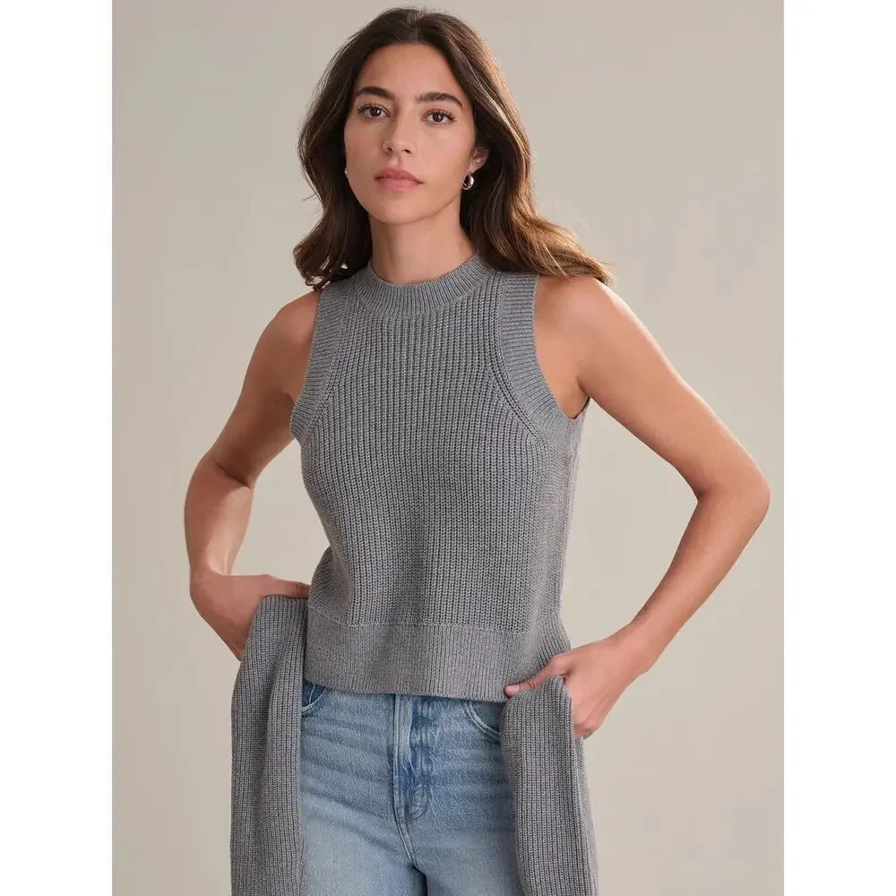 525 DEMI: HIGH CREWNECK COTTON TANK - Grey - XS - Picture 1 of 4